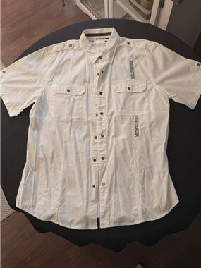 Harley-Davidson White Short Sleeve Button-Down Workshirt